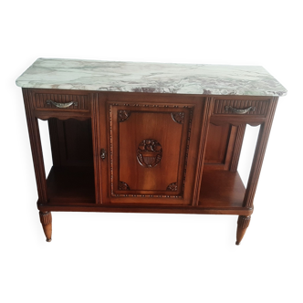 Buffet desserte - 1920 - art déco - 1 porte - 2 tiroirs -plateau marbre gris