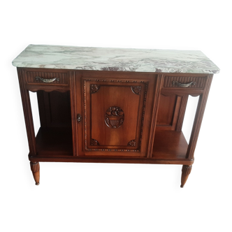 Serving sideboard - 1920 - art deco - 1 door - 2 drawers - gray marble top