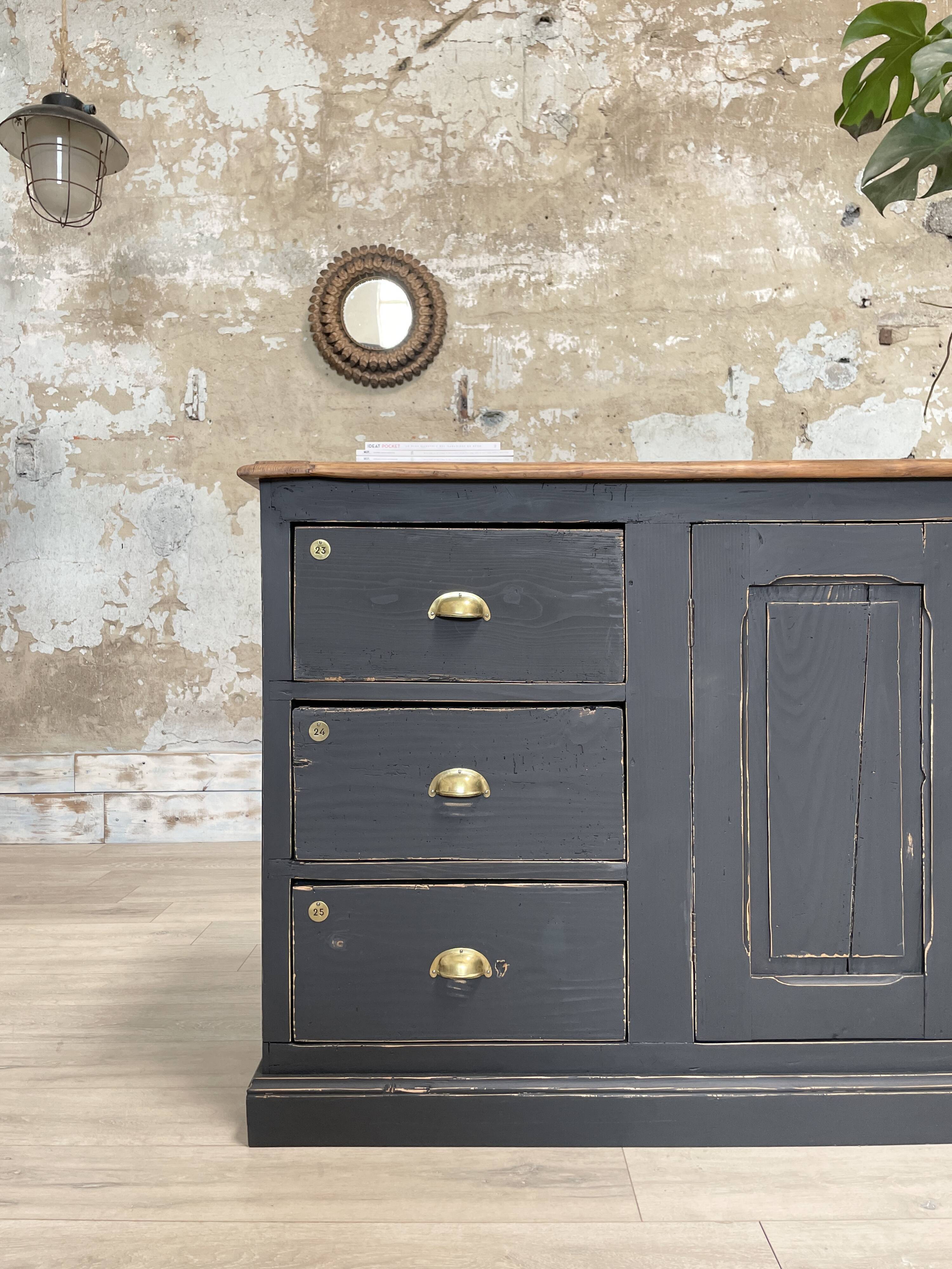 Craft furniture in patinated fir, circa 1950.