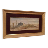Oil painting on panel, Tuscan countryside landscape, signed