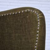 1970s, Danish lounge chair, high, furniture velour, ash wood legs.