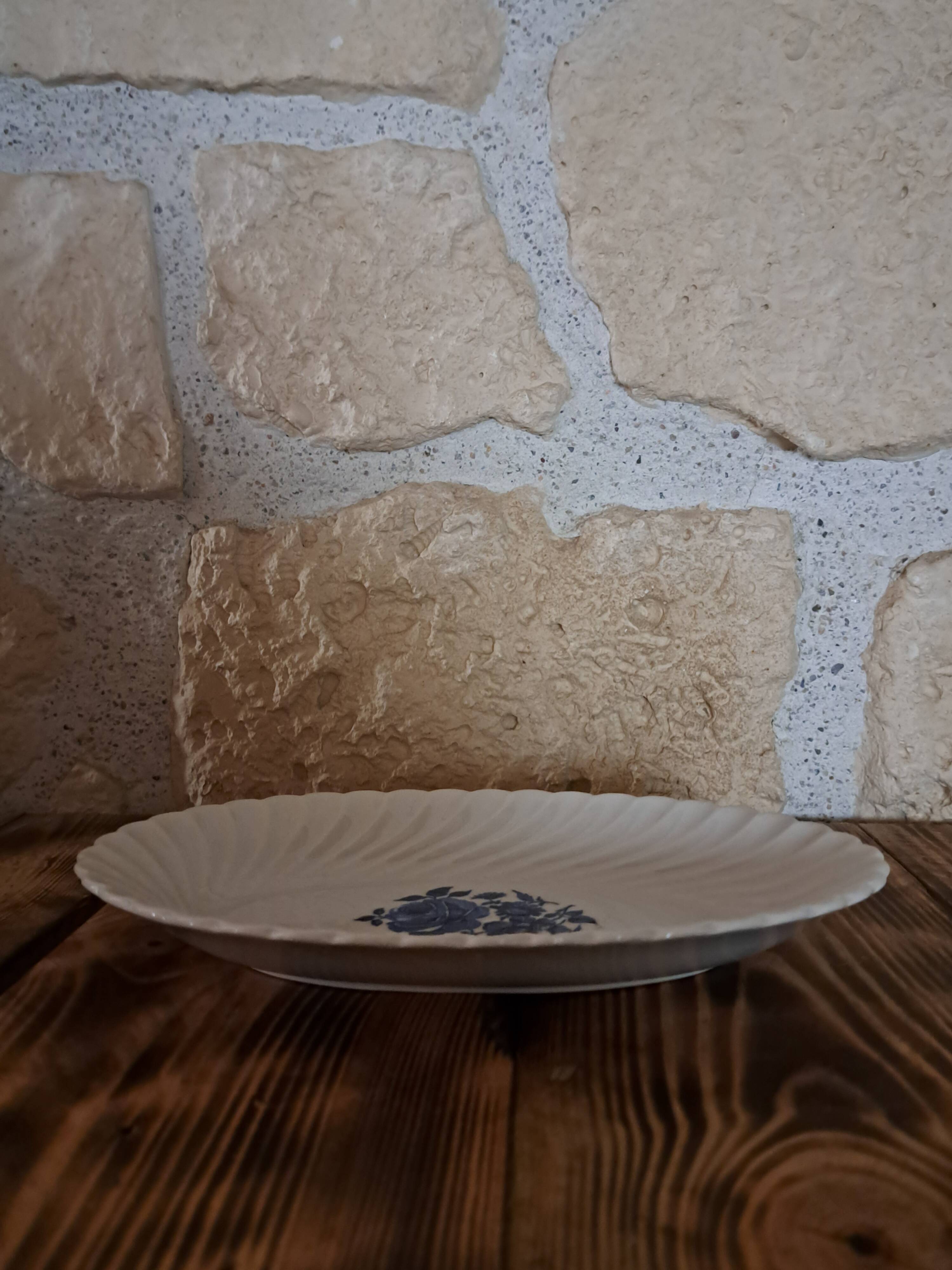 Earthenware bowl KG Luneville Badonviller blue flowers