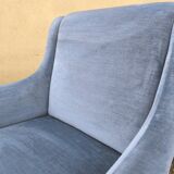 Cocktail armchair in sky blue velvet 1960s