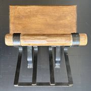 Brutalist wrought iron magazine rack with shelf, 1950s