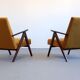 Mid century easy armchairs model B310 Var in velvet