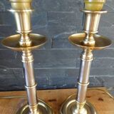 Set of 2 lamp bases in aluminum and copper