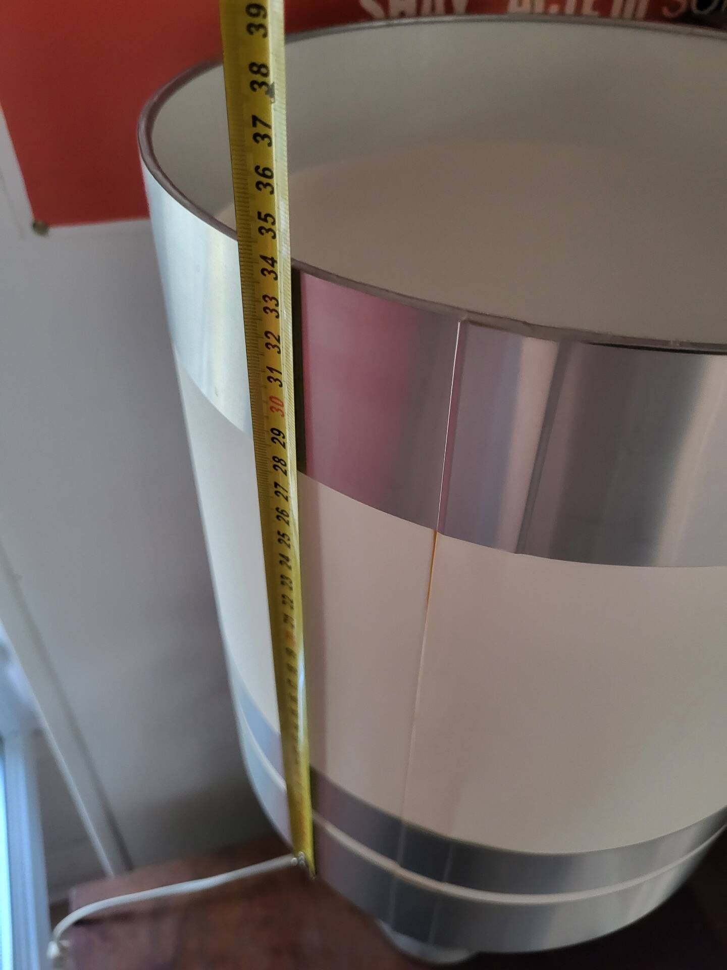 Large Vintage 1970 Space Age Chrome & Wood Lamp