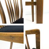Lot de 2 chaises vintage Mid-Century dossier à barreaux bois massif design