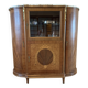 Half-moon buffet with display cabinet in Louis XVI style, marquetry with marble top.