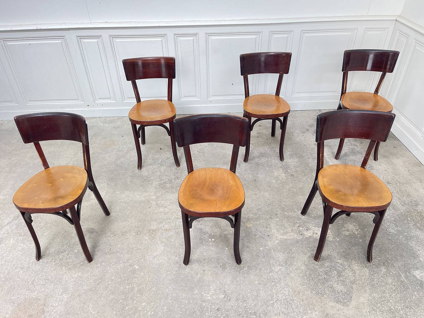 6 Baumann "Etienne" bistro chairs, 1950