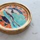 Round prayer plaque to hang, religious wall decoration, handmade enamel frame, 16 cm.