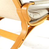 Easy lounge chair in modern curved wood fabric