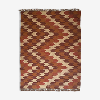 4 x 6 ft - handmade kilim rug, multicolor, jute rug wool rug kilim carpet; traditional indian