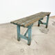 Light blue painted wooden farmhouse bench