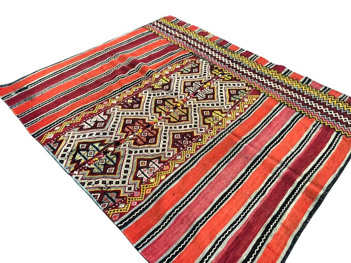 Neutral Orange Turkish Wool Kilim
