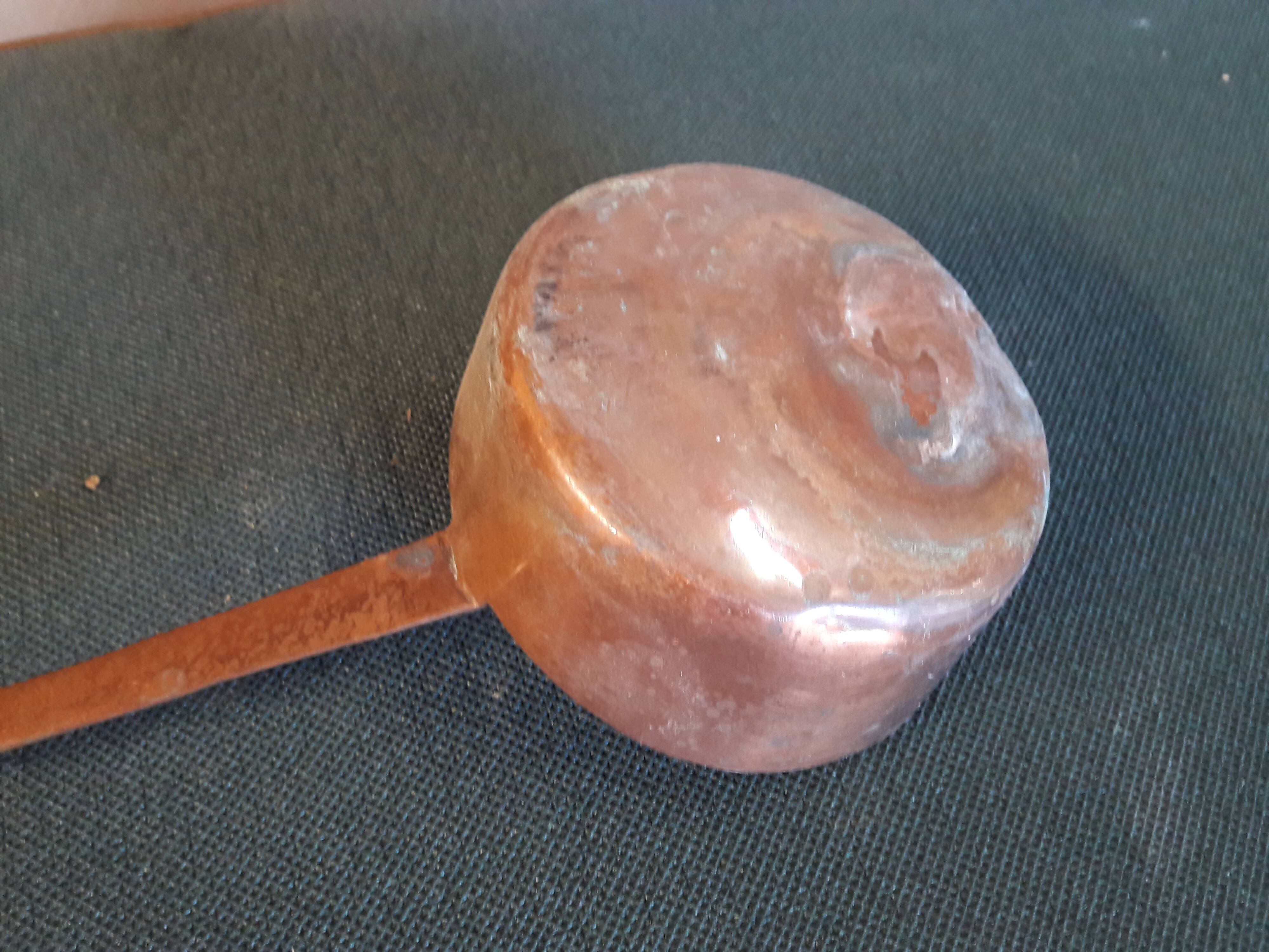 Set of a copper ladle and skimmer.