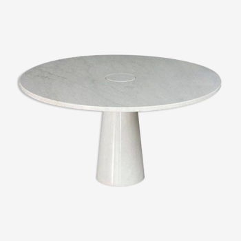 Vintage dining table in white Carrara marble, Italy 1970'