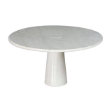 Vintage dining table in white Carrara marble, Italy 1970'