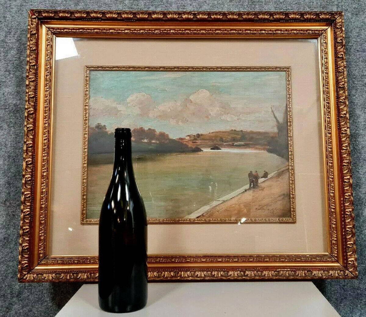 French School around 1900: oil on panel signed / view of the Doria River (Chambéry)