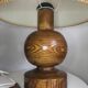 Vintage wooden foot lamp, with original lampshade