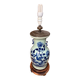 Celadon blue porcelain lamp with vegetal decoration, China, 19th century