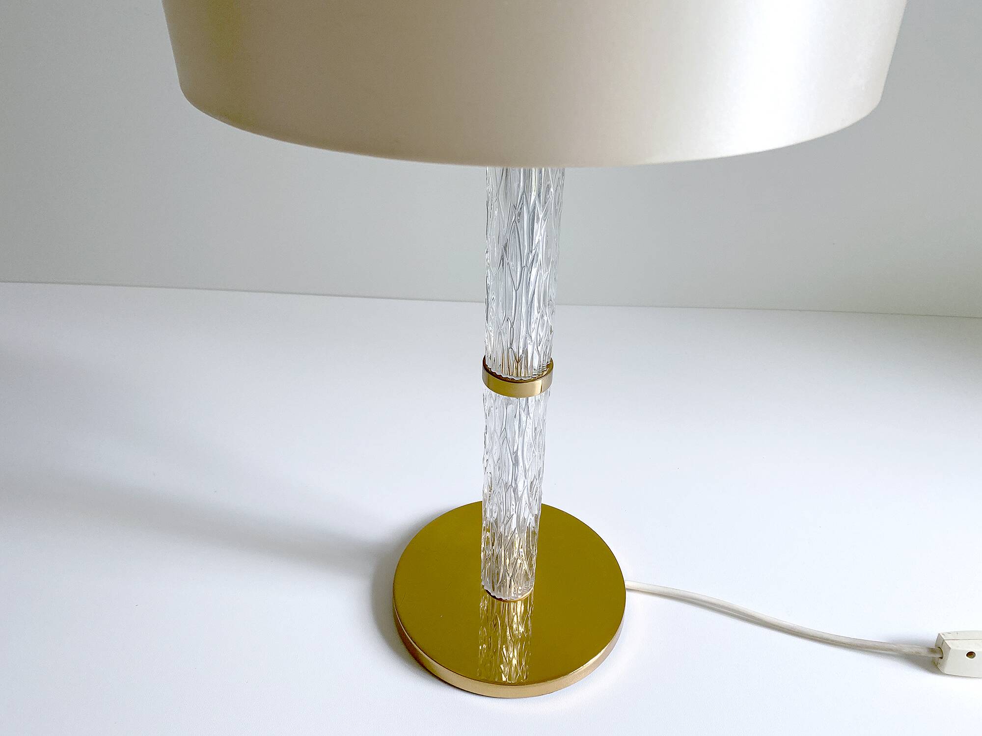 Large Vintage Glass Brass Lamp