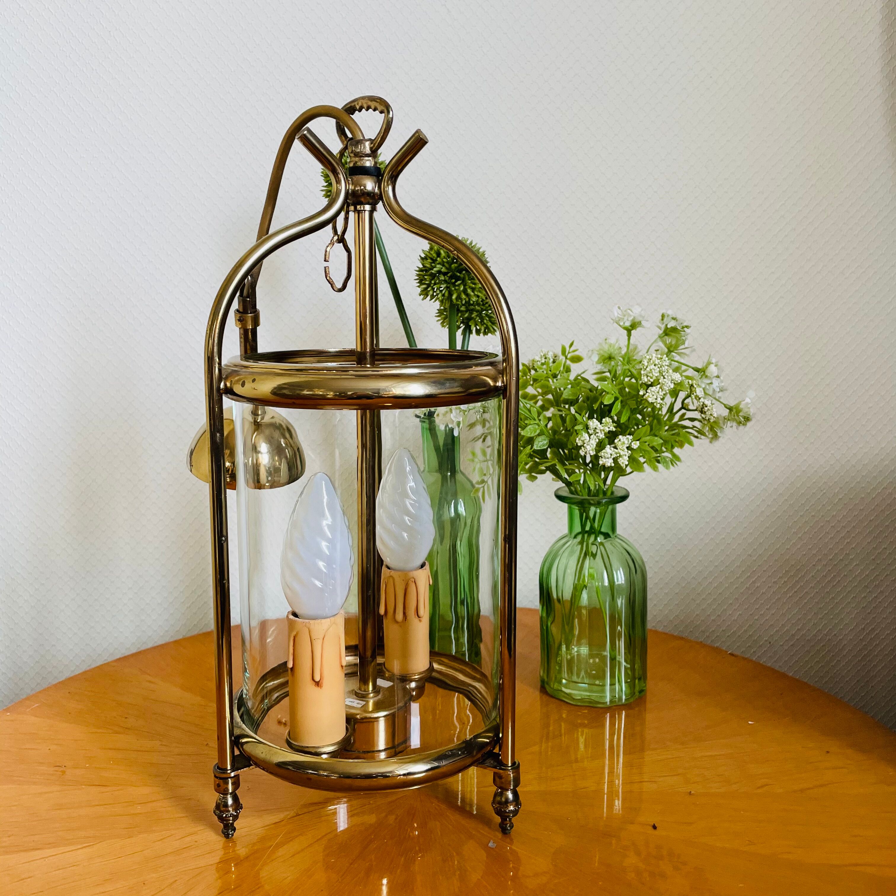 Lantern cage in golden brass Louis XVI
