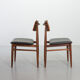 Danish Solid Teak Wooden Dining Chairs with Black Leatherette Seating 1960s