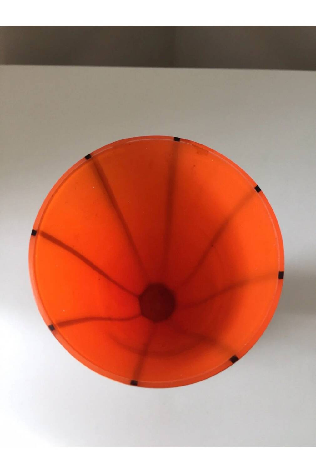 Beautiful orange art deco black glass vase