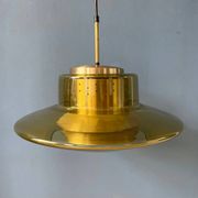 Suspension Space Age Dijkstra in smoked yellow glass, Mid-Century