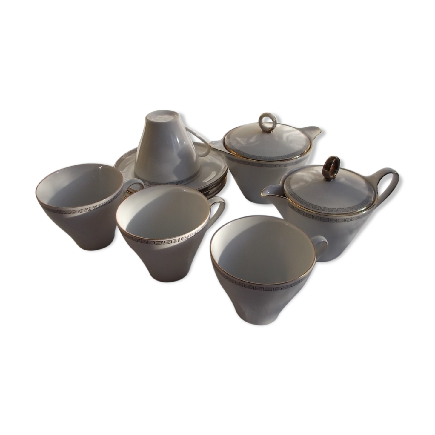 White and silver coffee service or Bavaria Waldsassen.