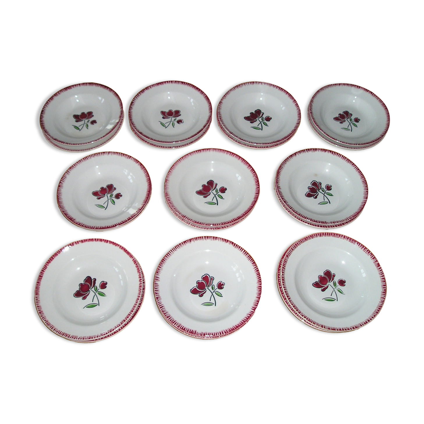 Service de table de 10 assiettes plates et 10 creuses Badonviller