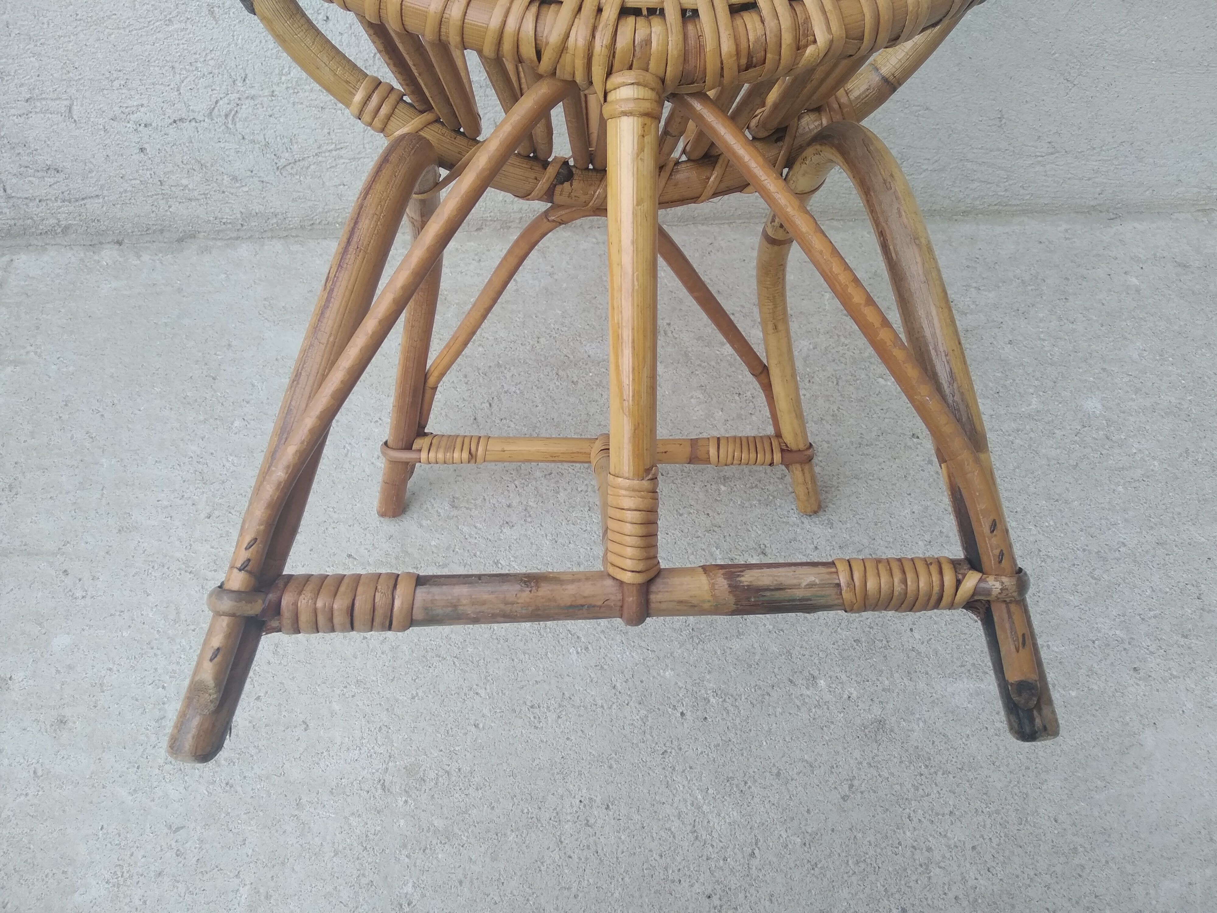 Rattan shell armchair for children 60s
