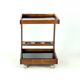Mid Century Modern Wooden Bar Cart With Black Opaline Glass, 1960s