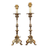 Paire de lampe de table de style Louis XIV du 19ème siècle en métal argenté