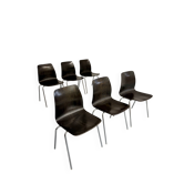 Set of 6 wooden and chrome chairs, Pagholz design from the 80s, vintage Pagwood.