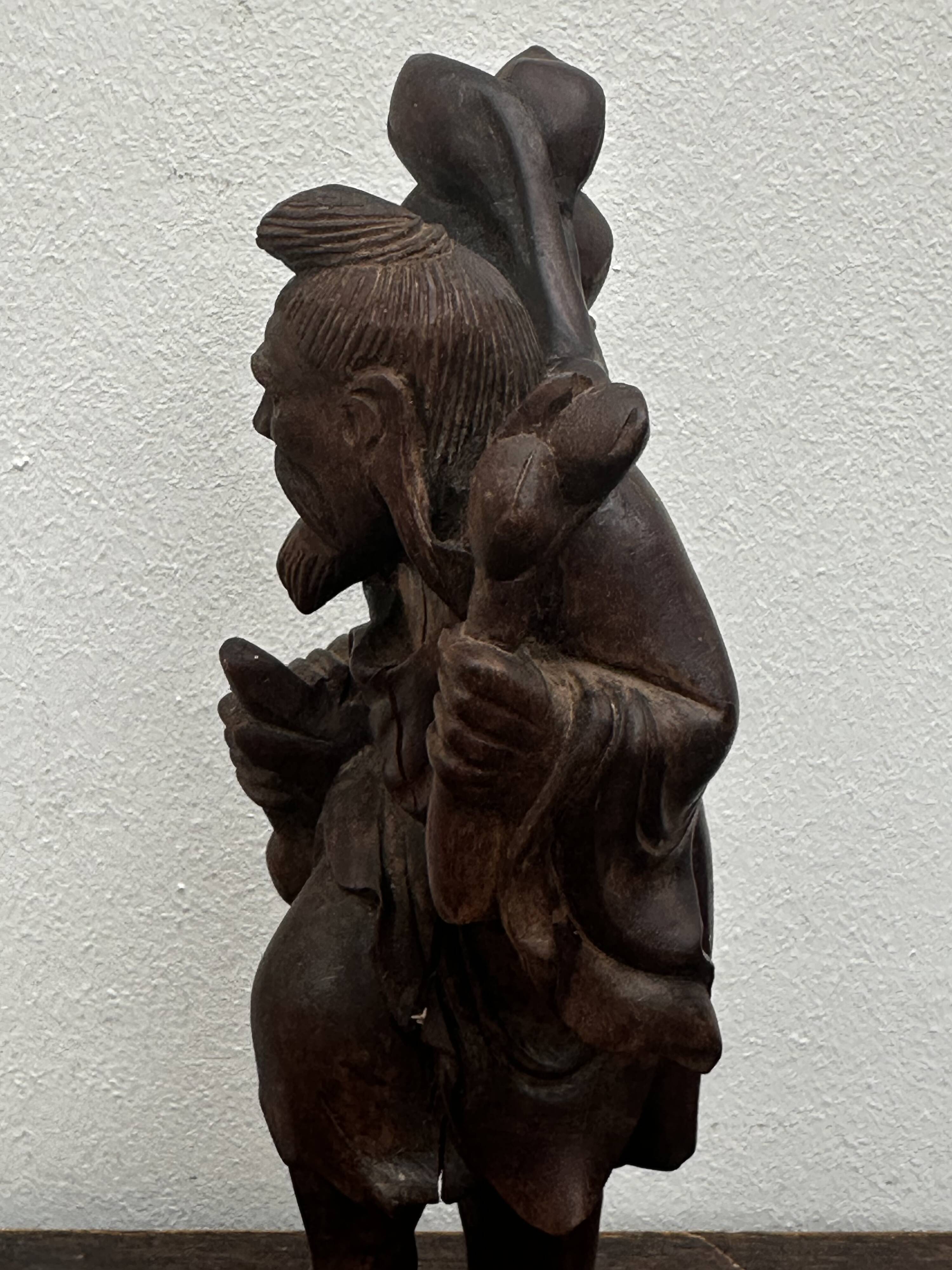 Carved wooden sculpture "Chinese peasant", early 20th century.