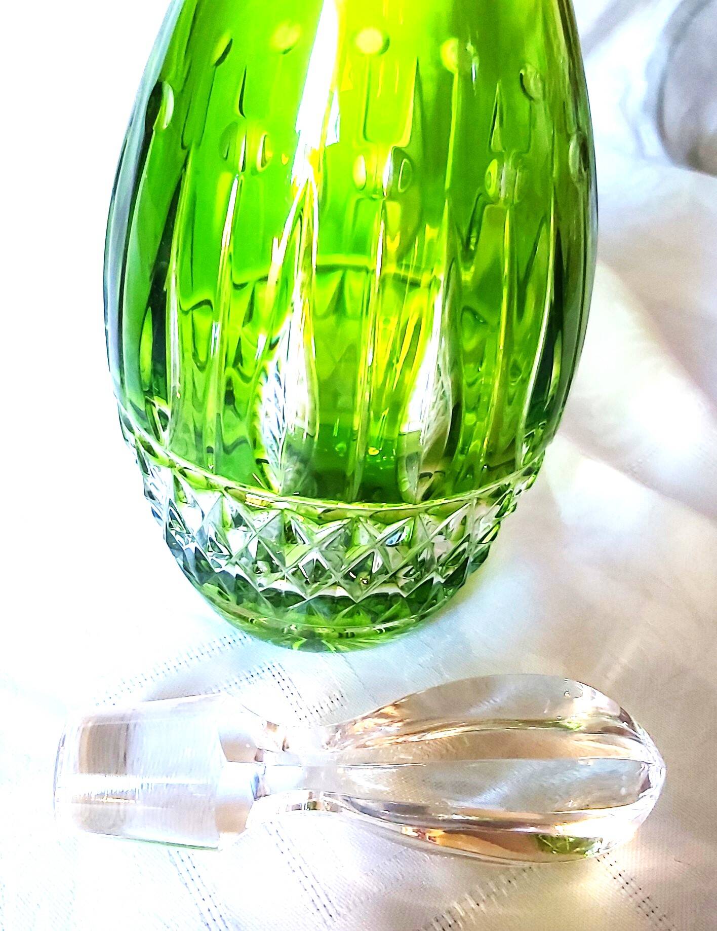 Green Baccarat cut crystal carafe