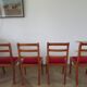 Solid cherry wood chairs and red velvet seat - Set of 4 - Louis Philippe style