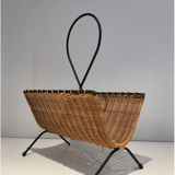 Rattan and black lacquered metal magazine racks