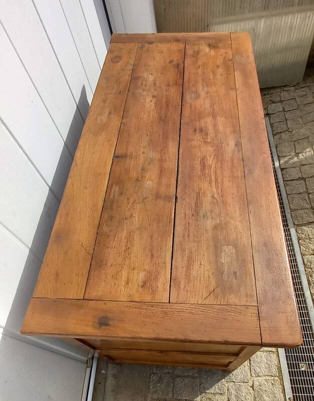 Old solid oak cabinet with its large drawer.