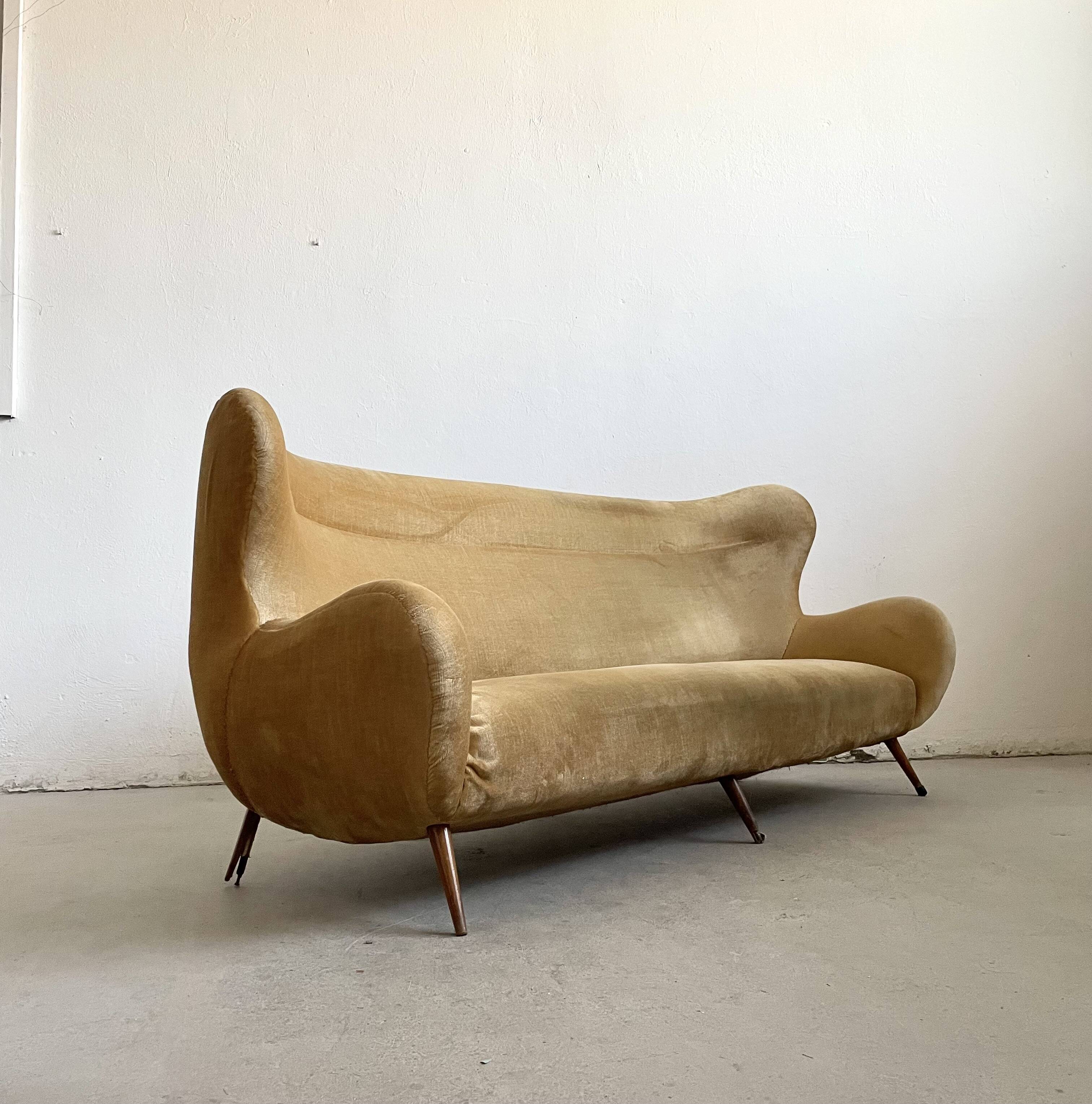 Large Vintage late 1940s Mid-century Modern Danish style Wingback Sofa