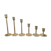 Suite of 6 vintage brass tulip foot candle holders