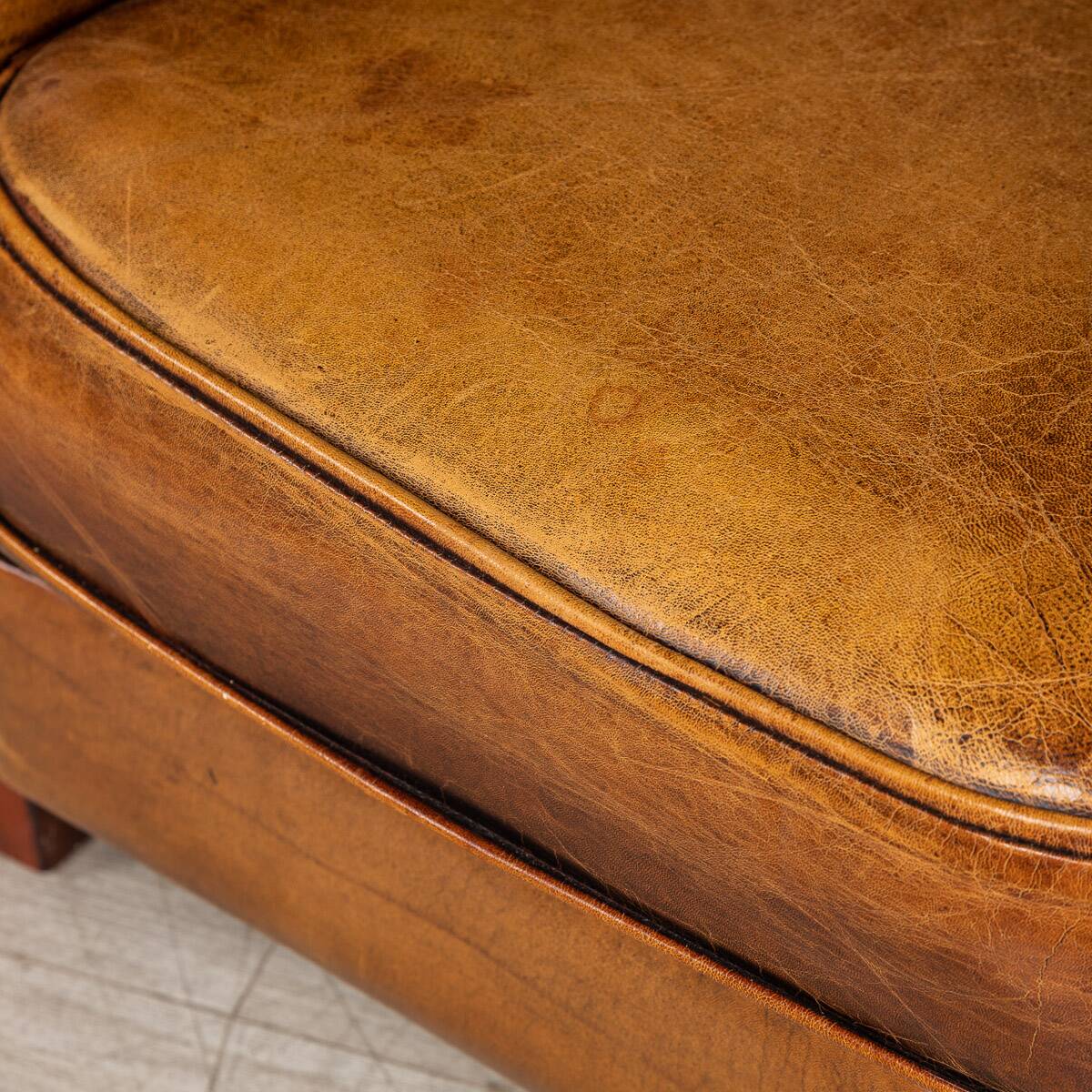 Vintage 20thc pair of dutch leather club chairs c.1980