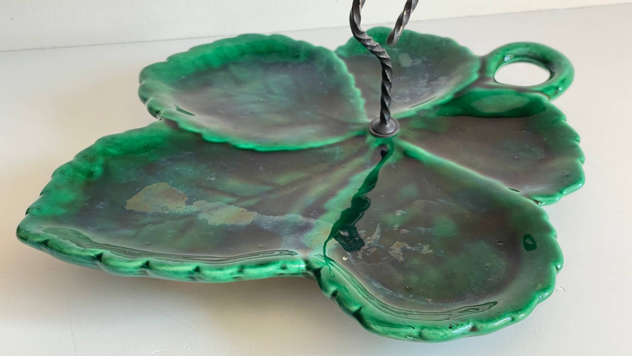 Vintage glazed ceramic slip dish