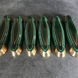 Set of 6 Poët-Laval Art Deco Enameled Ceramic Knife Holders