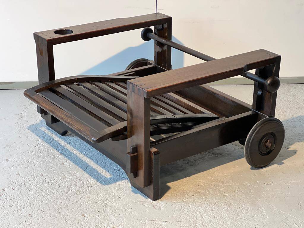 Wooden armchair with ottoman 1965