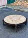 Vintage Roger Capron coffee table, ceramic and herbarium design, 105cm