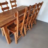 Olm wood brutalist wabi sabi dining set / 6 chairs / table