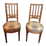 Pair Of Louis XVI Style Chairs In Walnut.